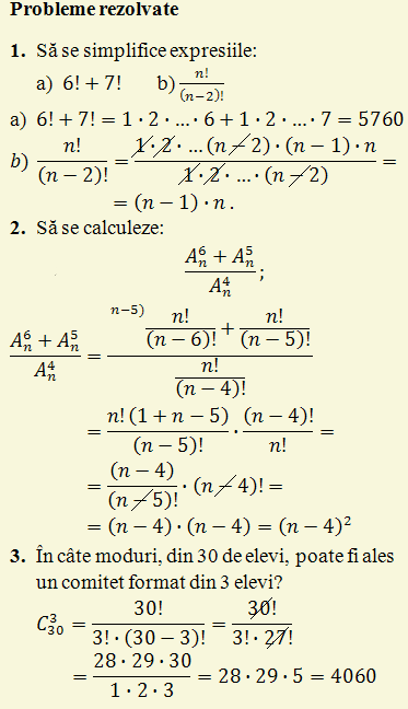 binomul lui newton, elemente de combinatorica, probleme rezolvate
