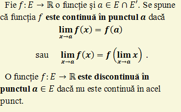 Functii continue intr un punct